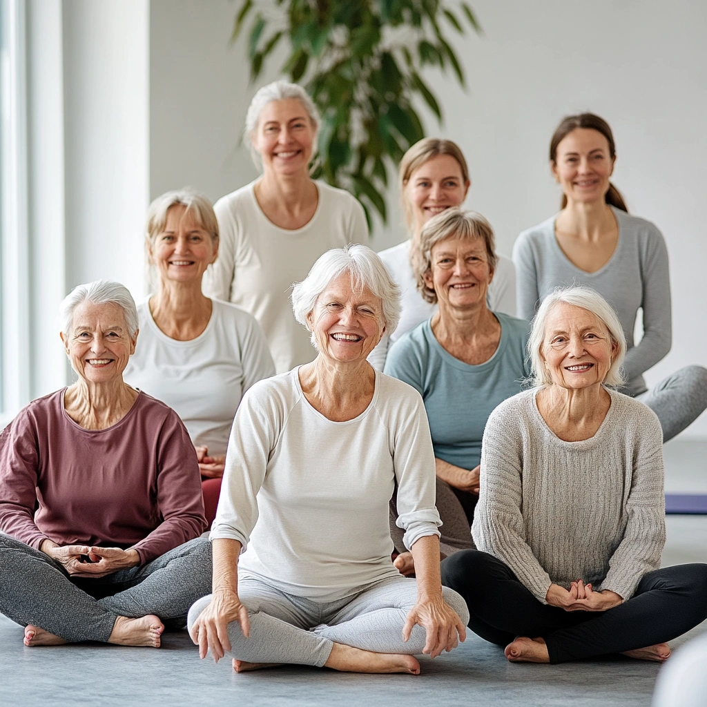 Група літніх людей після заняття йогою